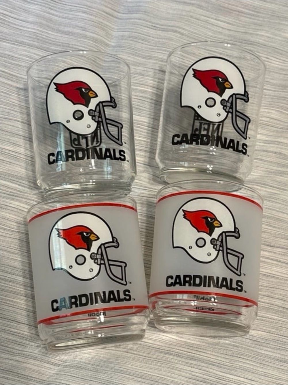 NFL Arizona Cardinals Red White Black Glass Tumbler Set - 4 Team Glasses